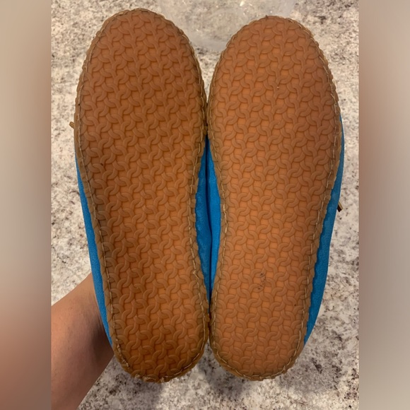 Lands End teal Suede Leather Moccasins Slippers Shoes Size 8 - Picture 9 of 9